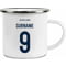 Personalised Scotland Back Of Shirt Enamel Camping Mug