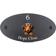 Personalised Dachshund Dog Motif Oval Slate House Sign Plaque 25x13cm