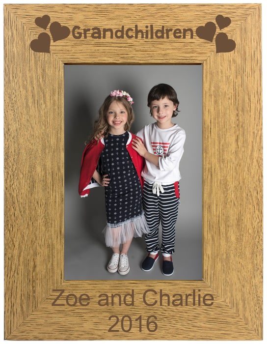 Personalised Grandchildren Portrait Wooden Photo Frame from Go Find A Gift
