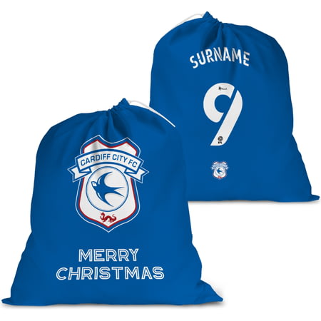 Personalised Cardiff City FC FC Back Of Shirt Large Fabric Christmas Santa Sack