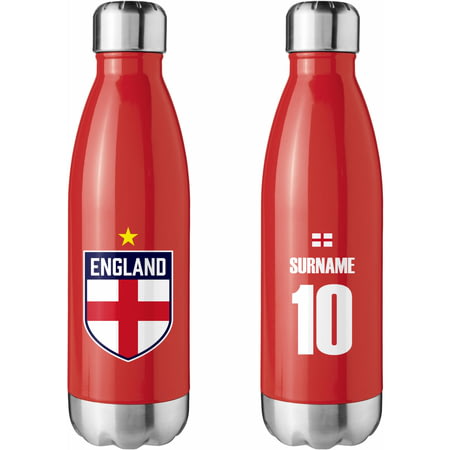 Personalised England World Cup Red Insulated Water Bottle