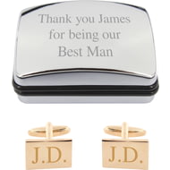 Personalised Rectangle Rose Gold Coloured Cufflinks in Gift Box