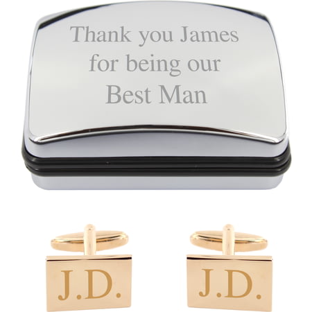 Personalised Rectangle Rose Gold Coloured Cufflinks in Gift Box