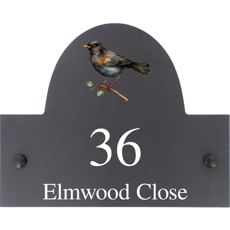 Personalised Blackbird Motif Slate House Name Or Number Plaque/Sign - 25x20cm