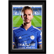 Personalised Leicester City FC James Maddison Autograph A4 Framed Player Photo