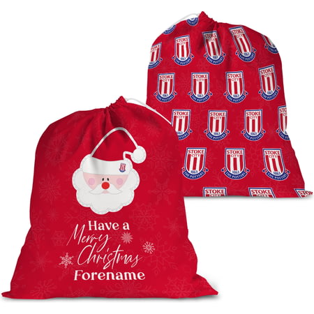 Personalised Stoke City FC Merry Christmas Large Fabric Santa Sack
