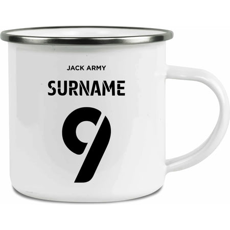 Personalised Swansea City AFC Back Of Shirt Enamel Camping Mug