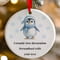 Personalised Blue Christmas Cute Penguin Ceramic Hanging Tree Decoration - 7cm