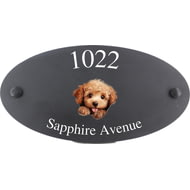 Personalised Poodle Dog Motif Oval Slate House Sign Plaque 25x13cm