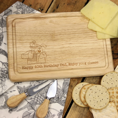 Personalised Wallace & Gromit 'Thumbs Up' Wooden Rectangle Cheese Board