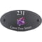 Personalised Lilac Flower Motif Oval Slate House Sign Plaque 25x13cm