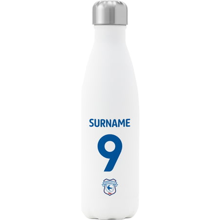 Personalised Cardiff City FC Back Of Shirt Insulated Water Bottle - White