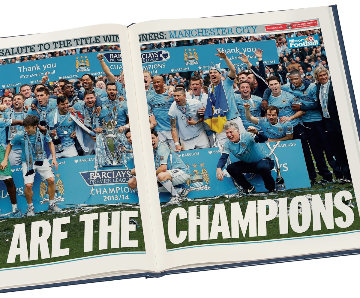 Personalised Manchester City Football Newspaper Book Leather Cover