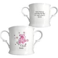 Personalised Teddy & Stars Pink Godchild China Loving Cup