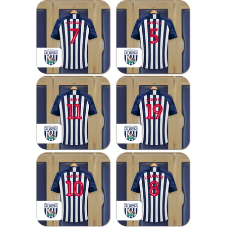 Personalised West Bromwich Albion FC Dressing Room Shirts Coasters Set of 6
