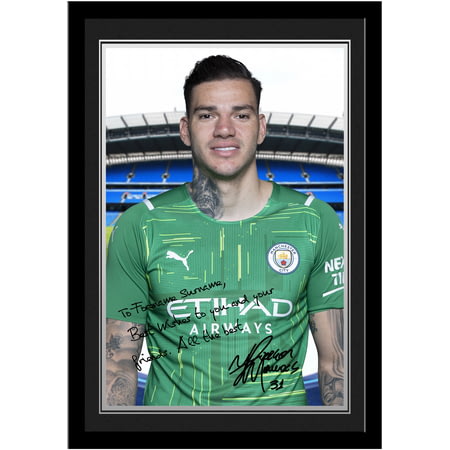 Personalised Manchester City FC Ederson Autograph A4 Framed Player Photo