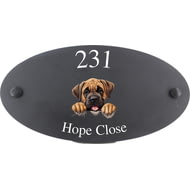 Personalised Mastiff Dog Motif Oval Slate House Sign Plaque 25x13cm