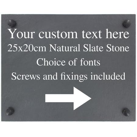 Personalised Right Arrow Below Motif Slate Plaque/Sign With Wall Fixings - 25x20cm - Garden, Shed