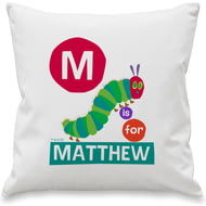 Personalised Very Hungry Caterpillar Dot Initial Cushion