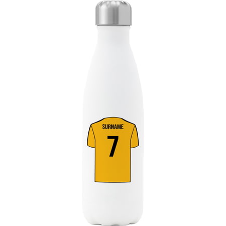 Personalised Wolves Shirt Insulated Water Bottle - 500ml - White