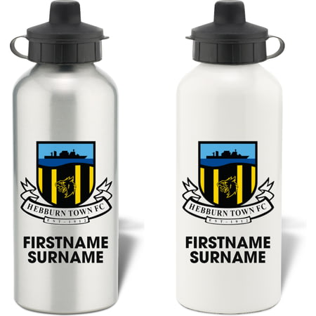 Personalised Hebburn Town FC Bold Crest Aluminium Sports Water Bottle