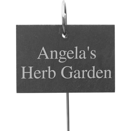 Personalised Outdoor Garden Slate Sign with Metal Stake Hanger - 13x10cm
