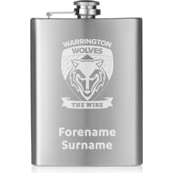 Personalised Warrington Wolves Crest Hip Flask