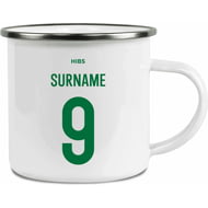 Personalised Hibernian FC Back Of Shirt Enamel Camping Mug