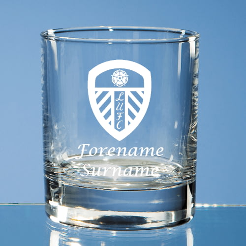 Personalised Leeds United FC Crest Whisky Glass from Go Find A Gift