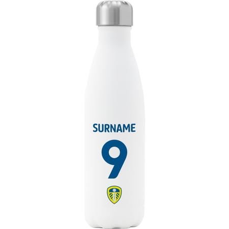 Personalised Leeds United FC Back Of Shirt Insulated Water Bottle - White