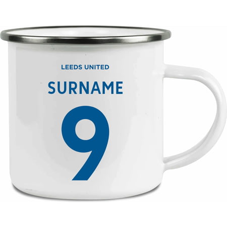 Personalised Leeds United FC Back Of Shirt Enamel Camping Mug