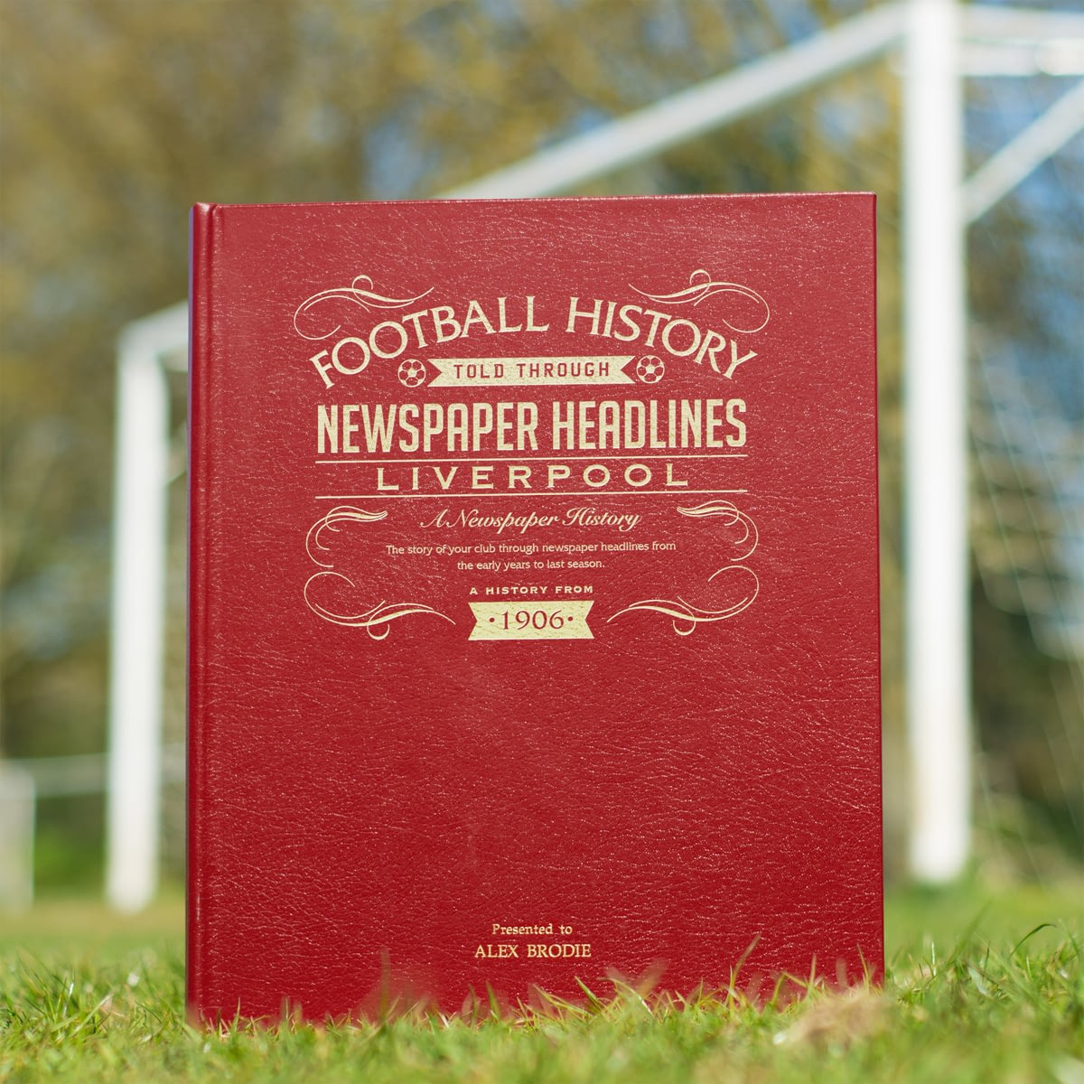 Personalised Liverpool Football Newspaper Book A3 Leather Cover From