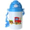 Personalised Train Boys Blue Plastic Drinking Bottle With Popup Lid and Straw