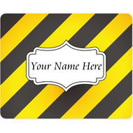 Personalised Black And Yellow Hazard Stripe Mouse Mat
