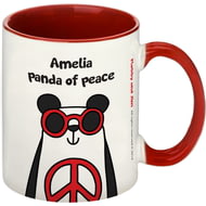Personalised Panda Of Peace Red Inside Mug