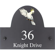 Personalised Cockatoo Bird Motif Slate House Name Or Number Plaque/Sign - 25x20cm