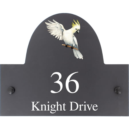 Personalised Cockatoo Bird Motif Slate House Name Or Number Plaque/Sign - 25x20cm