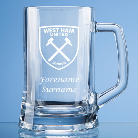 Personalised West Ham United FC Personalised Crest Stern Glass Pint Tankard