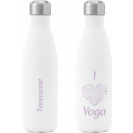 Personalised I Love Yoga Insulated Water Bottle - White
