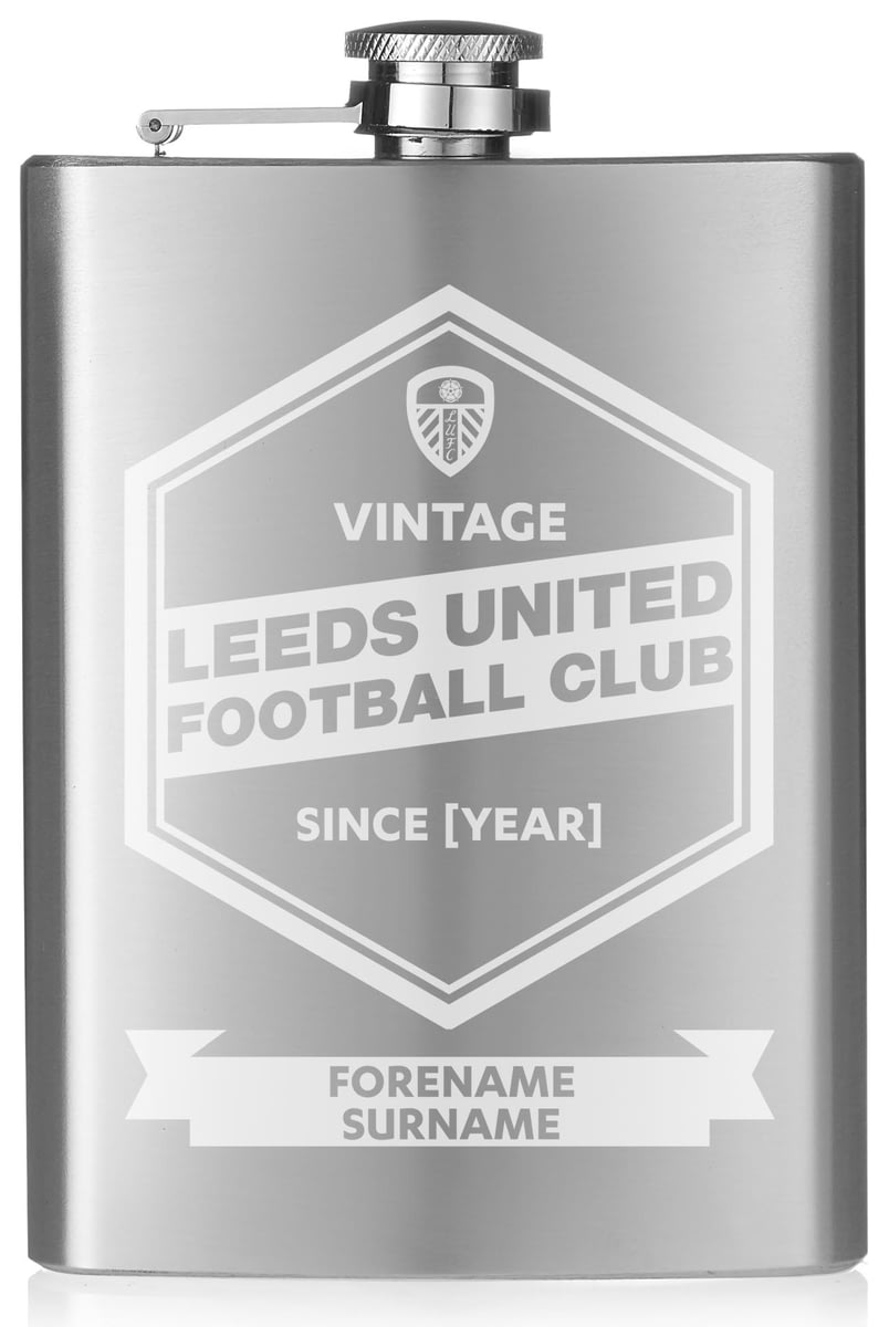 Official PERSONALISED Leeds United FC Vintage Hip Flask