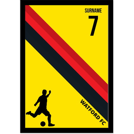 Personalised Watford Colour Stripe A4 Framed Print