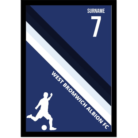 Personalised West Bromwich Albion Colour Stripe A4 Framed Print