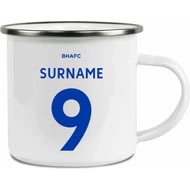 Personalised Brighton & Hove Albion FC Back Of Shirt Enamel Camping Mug