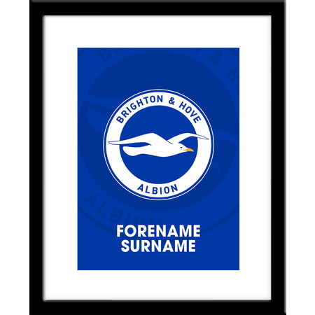 Personalised Brighton & Hove Albion FC Bold Crest Framed Print