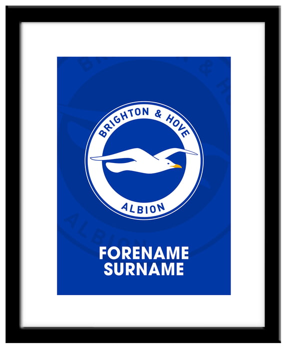 Personalised Brighton & Hove Albion FC Bold Crest Framed Print from Go