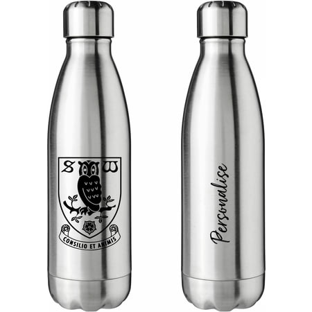 Personalised Sheffield Wednesday FC Crest Silver Insulated Water Bottle
