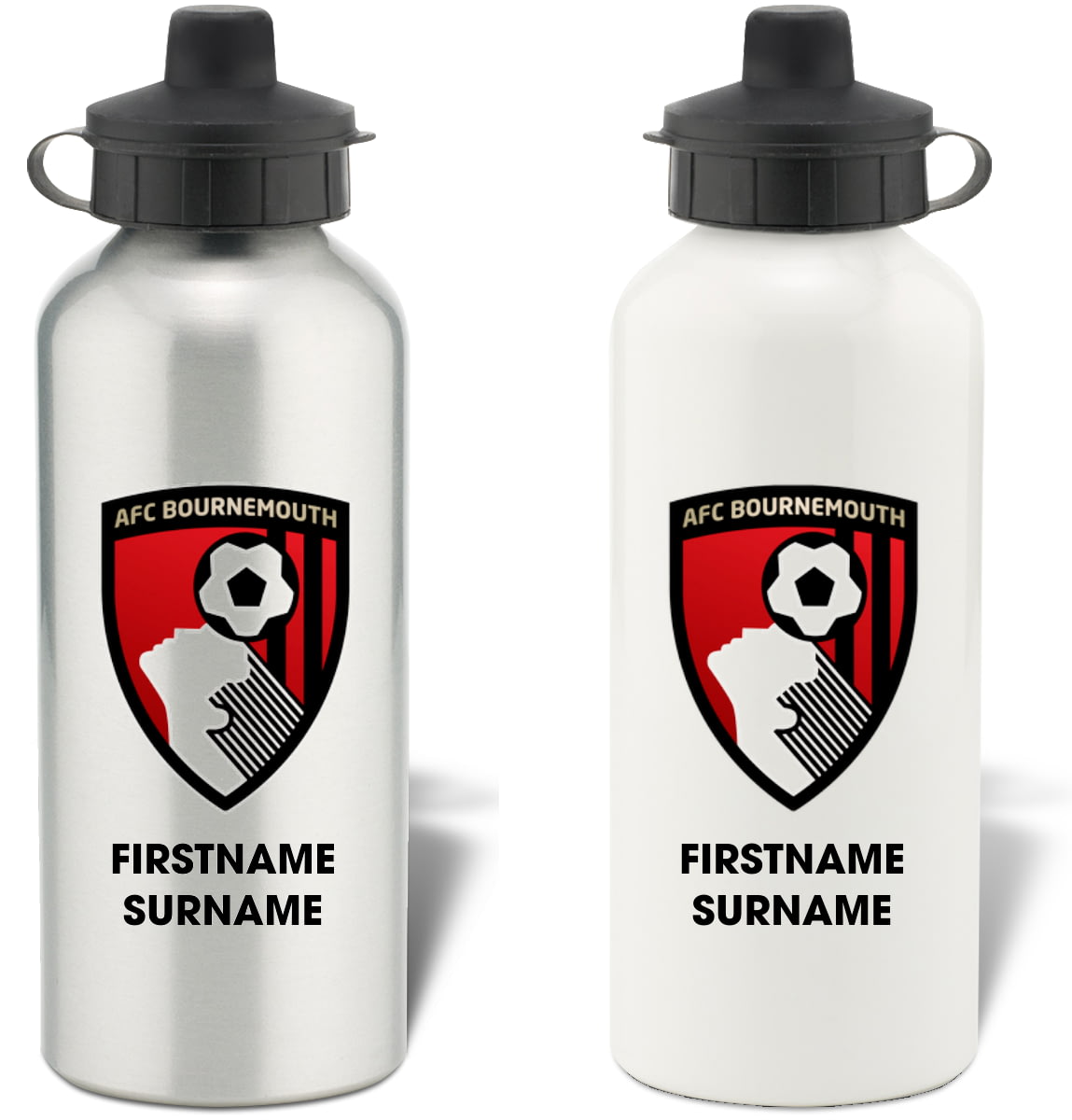 Personalised AFC Bournemouth Bold Crest Aluminium Sports Water Bottle