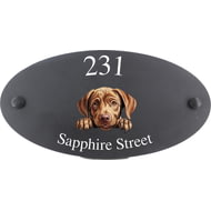 Personalised Labrador Retriever Dog Motif Oval Slate House Sign Plaque 25x13cm