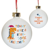 Personalised Have A Roar-Some Christmas Ceramic Tree Bauble