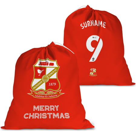 Personalised Swindon Town FC FC Back Of Shirt Large Fabric Christmas Santa Sack